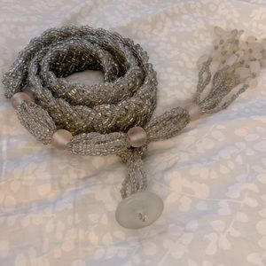Artisan Braided Beaded Crystal Woman's Hip Belt with Acrylic Buckle - Unworn 35"